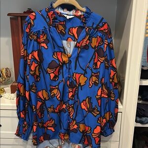 Floral Blue and Orange Women's Top